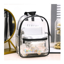 DEQI Wholesale School Bag Transparent PVC Travel Beach Bag Lightweight Waterproof School Backpack for Kids Adults Customized